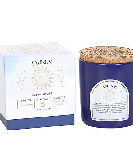 Taurus Amber & Vanilla Gemstone Zodiac Candle