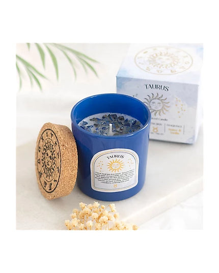 Taurus Amber & Vanilla Gemstone Zodiac Candle