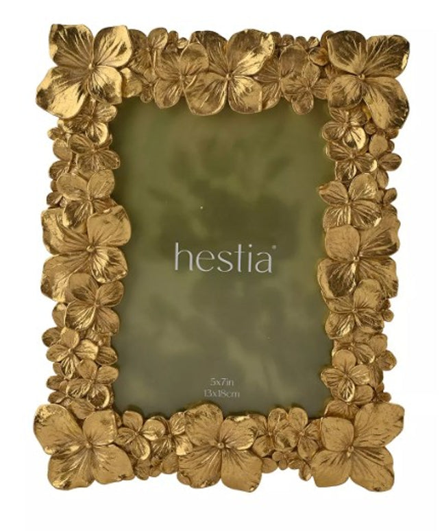 Hestia Gold Flower Photo Frame 5" x 7"