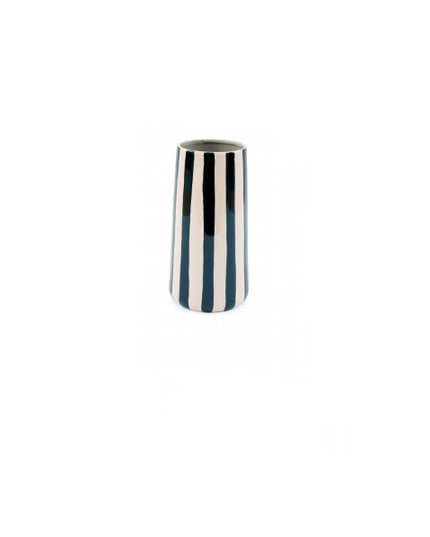 Black White Striped Vase 21cm Ceramic Tall Flower Vase Modern Home Décor