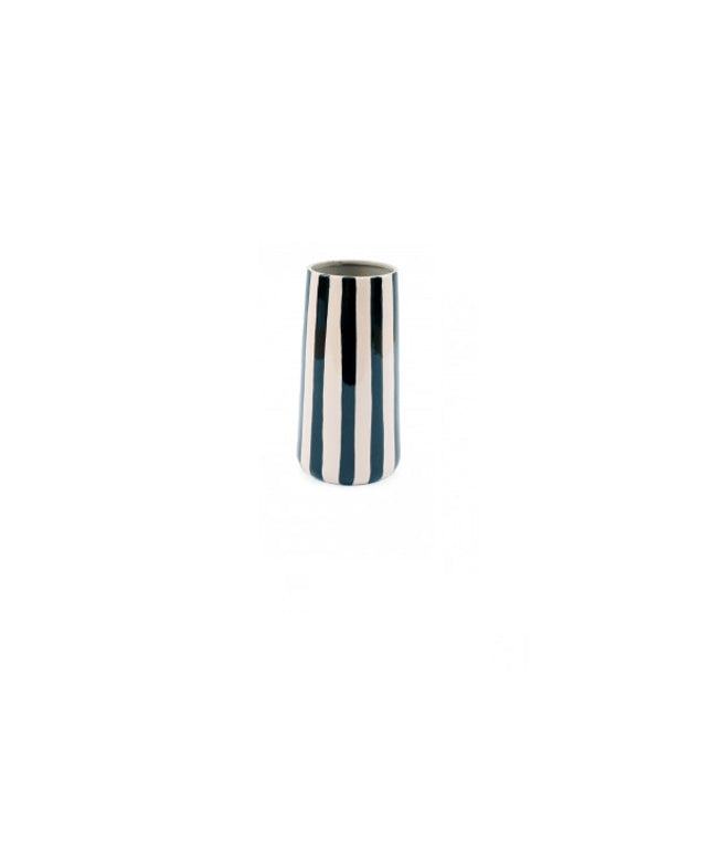 Black White Striped Vase 21cm Ceramic Tall Flower Vase Modern Home Décor