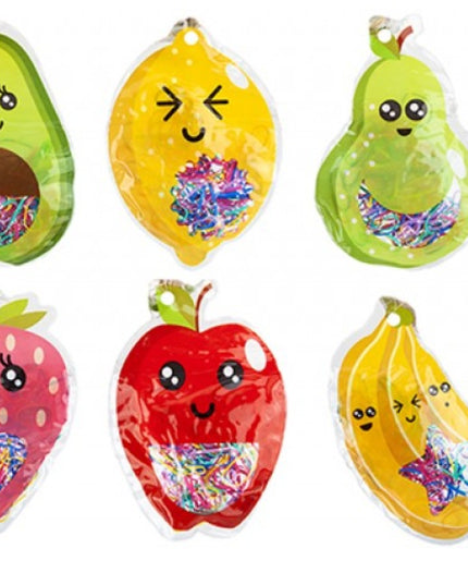 BEAU 100PC ELASTIC HAIR BANDS  IN FRUIT POUCH.6 ASSORTED