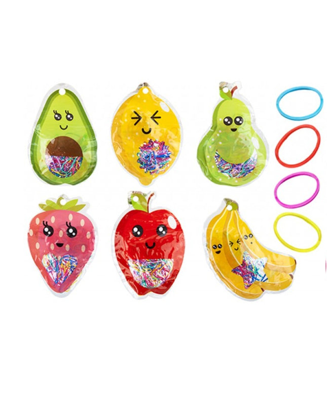 BEAU 100PC ELASTIC HAIR BANDS  IN FRUIT POUCH.6 ASSORTED