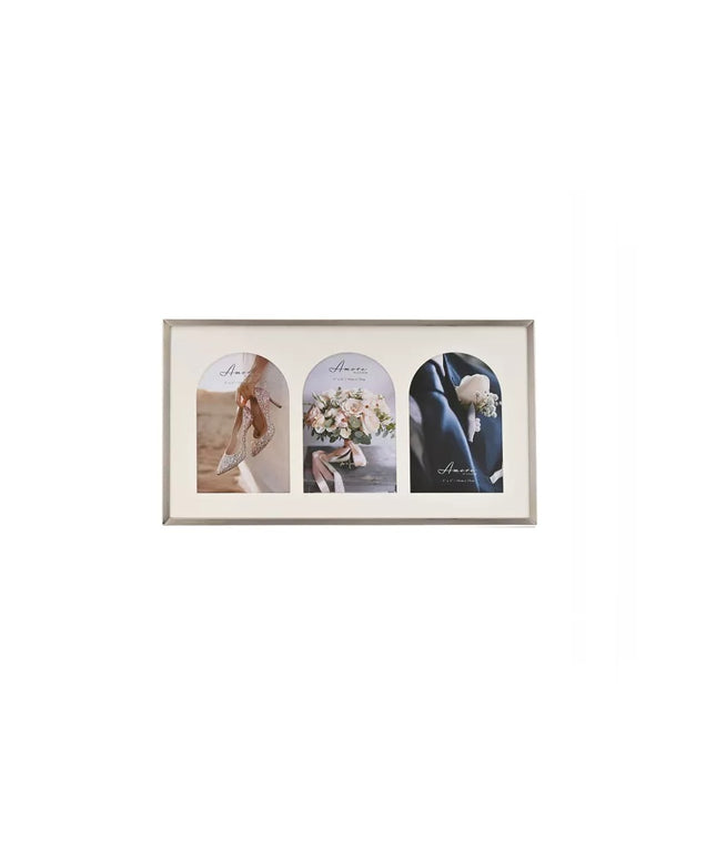 Amore Triple Photo Frame with Arch Mounts – Multi Aperture Wedding Frame (3 Photos)