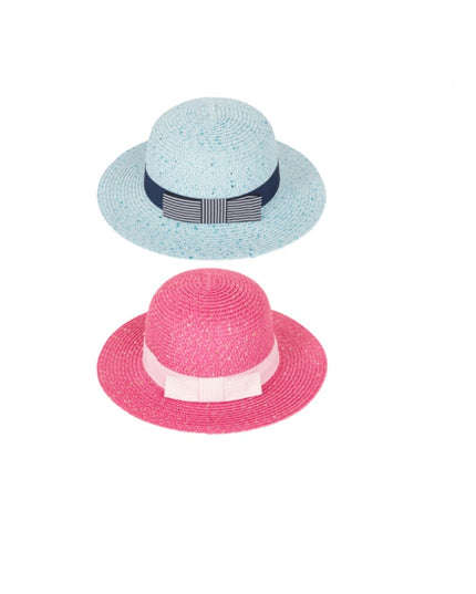 GIRLS WIDE BRIM STRAW HAT WITH BAND
